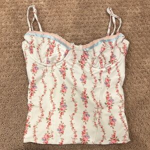 Edikted Floral Top with Pink and Blue Accents